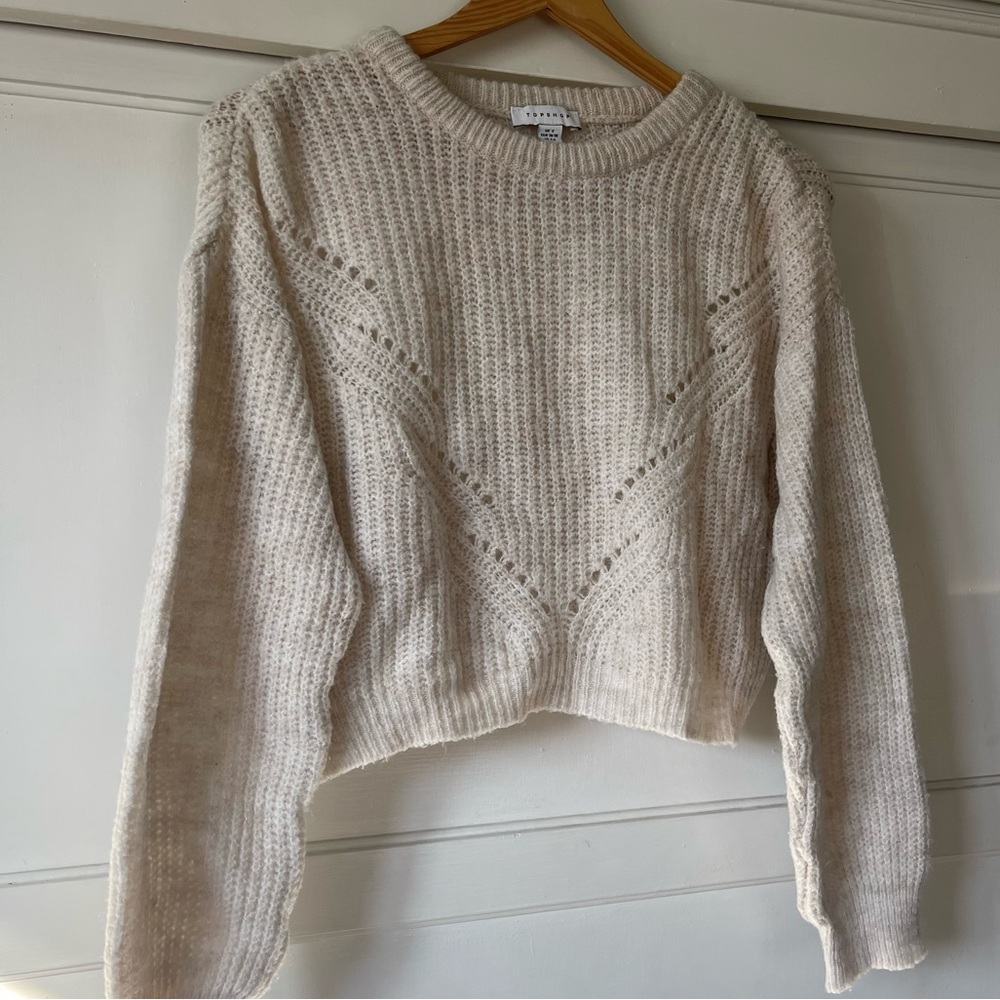 Top shop knitted wool white sweater